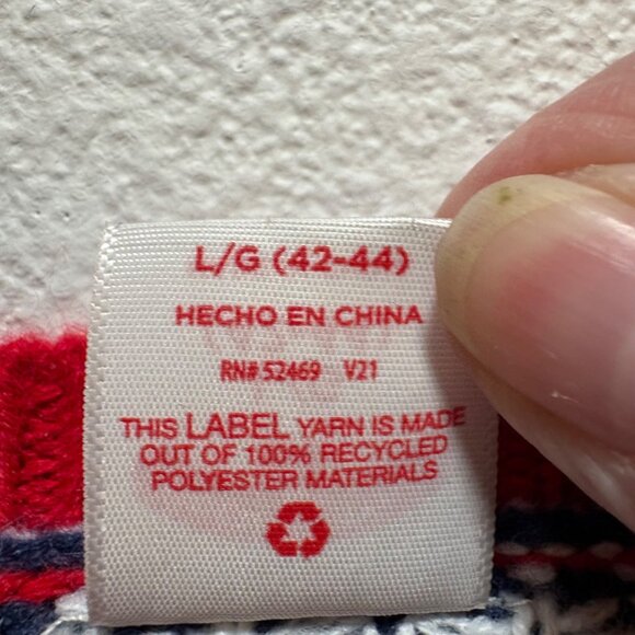 Holiday Time Ugly Christmas Sweater Reindeer L/G 42-44 knit Red Blue - Picture 4 of 7